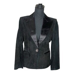 Coach 1941 Lambskin Suede Silk Lining Tuxedo Style Women's Blazer Jacket Size 8